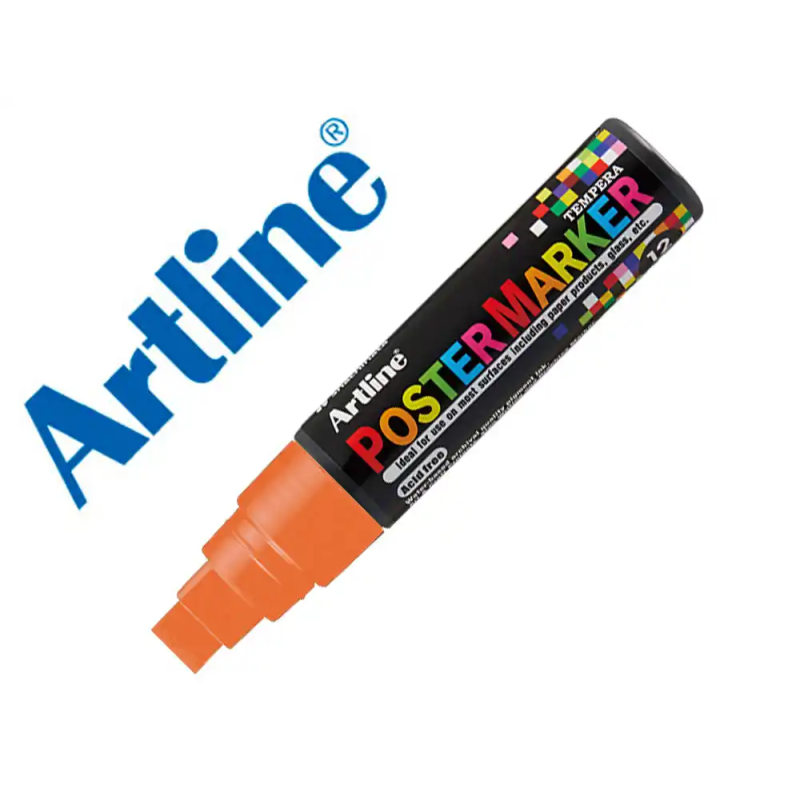 Rotulador artline poster marker epp-12 punta rectangular 12 mm color naranja fluor