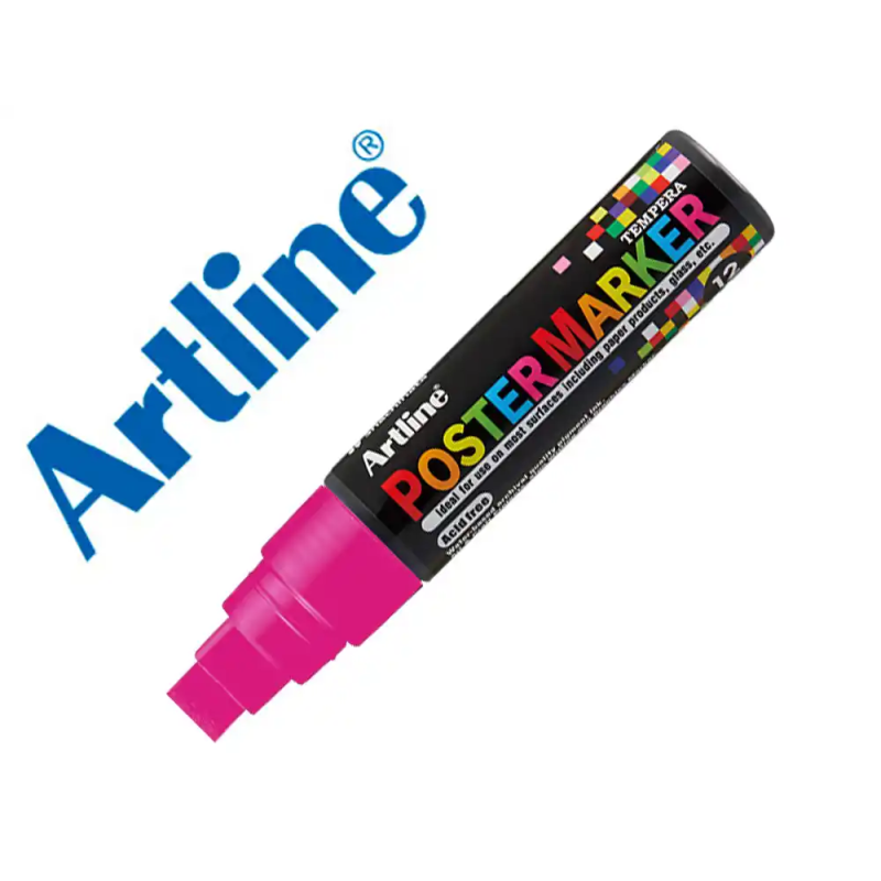 Rotulador artline poster marker epp-12 punta rectangular 12 mm color rosa fluor