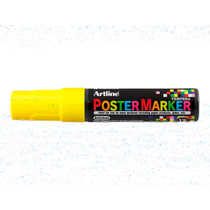 Rotulador artline poster marker epp-12 punta rectangular 12 mm color amarillo fluor