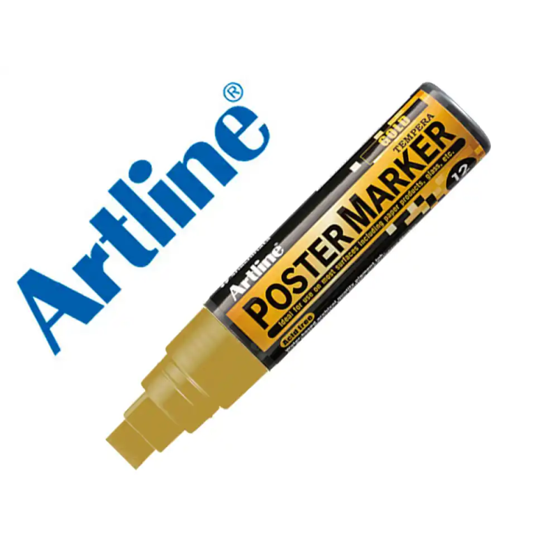 Rotulador artline poster marker epp-12 punta rectangular 12 mm color oro
