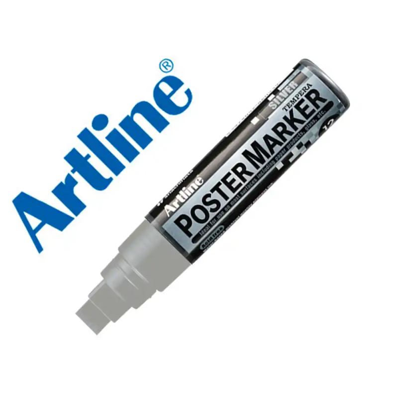 Rotulador artline poster marker epp-12 punta rectangular 12 mm color plata