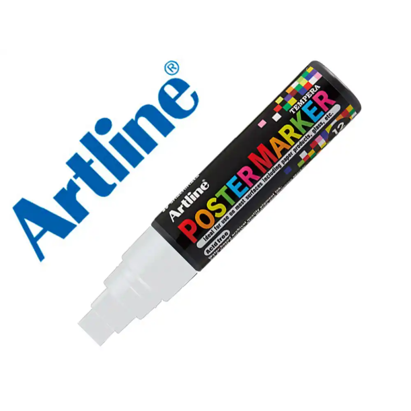 Rotulador artline poster marker epp-12 punta rectangular 12 mm color blanco
