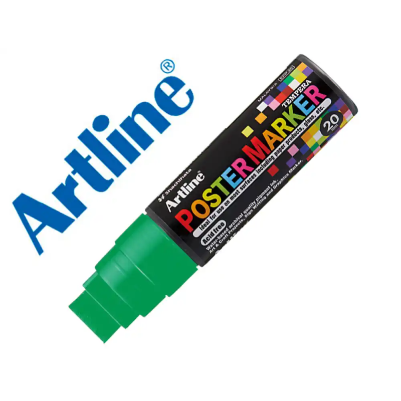 Rotulador artline poster marker epp-20 punta rectangular 20 mm color verde fluor
