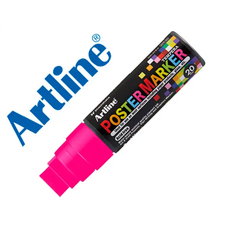 Rotulador artline poster marker epp-20 punta rectangular 20 mm color rosa fluor
