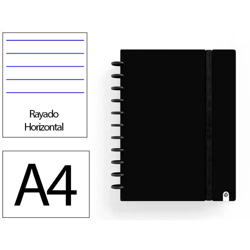 Cuaderno ingeniox foam a4 80h rayado horizontal negro