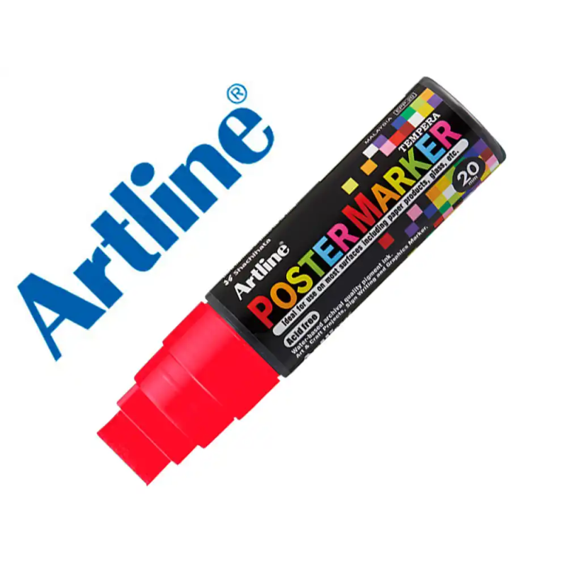 Rotulador artline poster marker epp-20 punta rectangular 20 mm color rojo