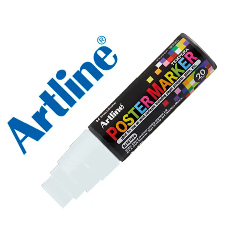 Rotulador artline poster marker epp-20 punta rectangular 20 mm color blanco