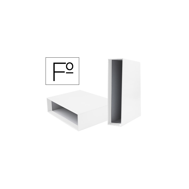 Caja archivador liderpapel de palanca carton folio documenta lomo 75mm color blanca