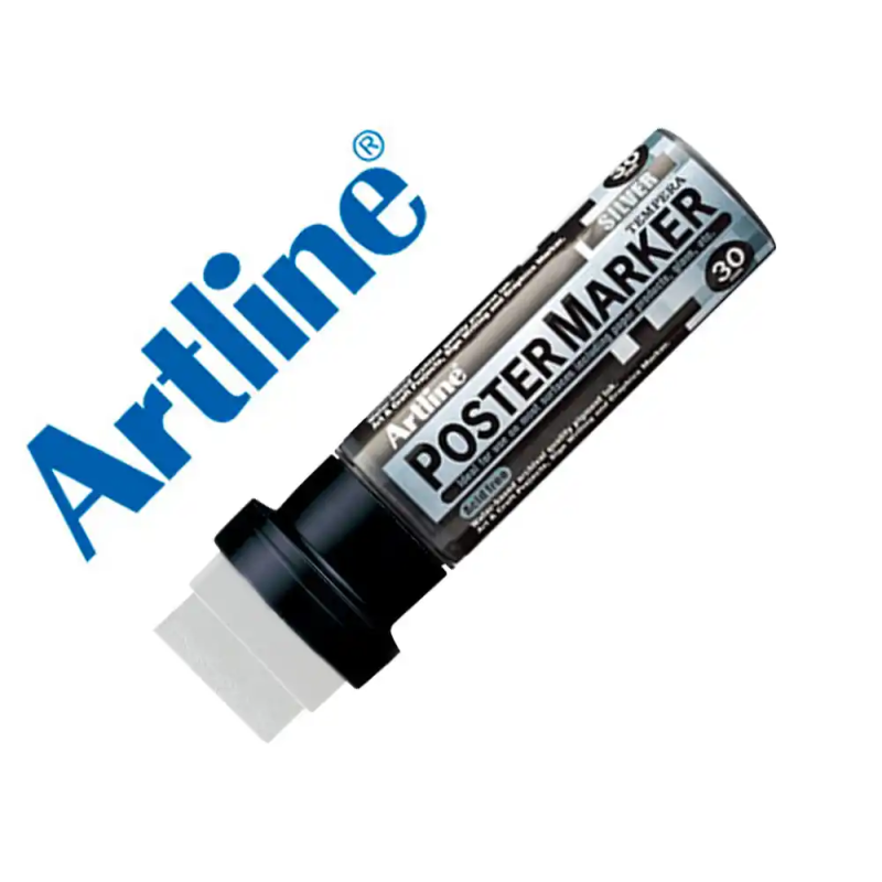 Rotulador artline poster marker epp-30 punta rectangular 30 mm color plata
