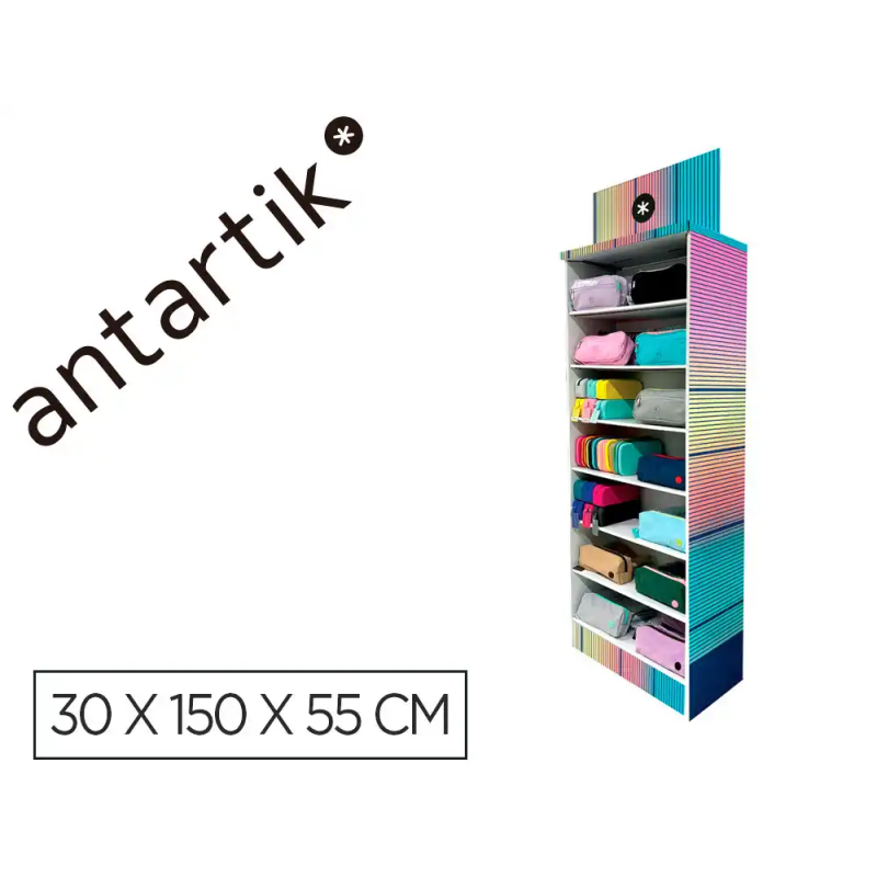 Estuche portatodo antartik expositor de suelo carton con 102 unidades surtidas 30x150x55 cm