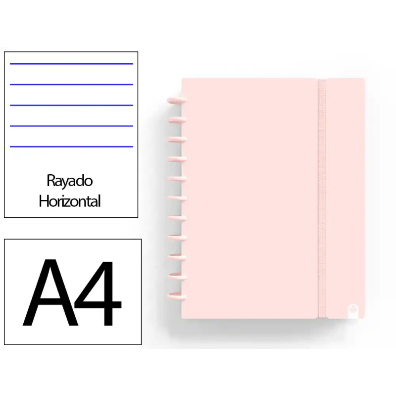 Cuaderno ingeniox foam a4 80h rayado horizontal rosa pastel