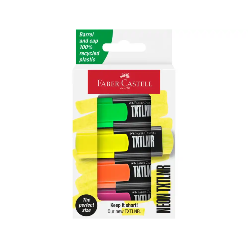 Rotulador faber castell neon txtlnr fluorescente blister de 4 unidades colores surtidos