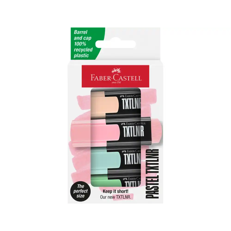 Rotulador faber castell neon txtlnr fluorescente pastel blister de 4 unidades colores surtidos