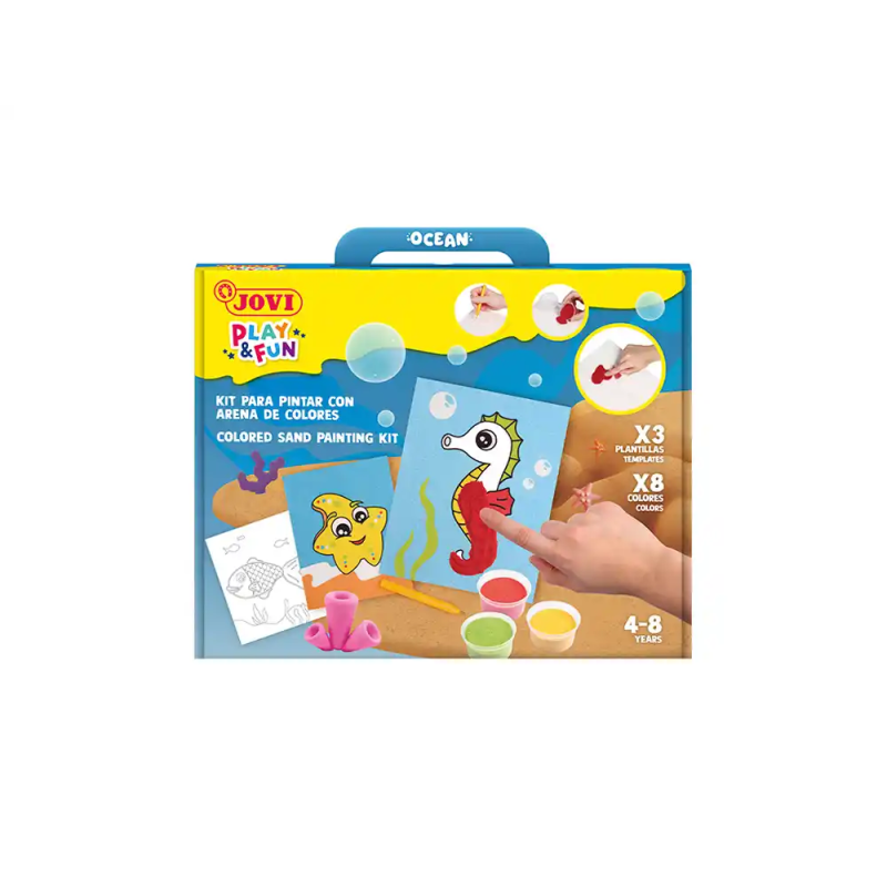 Juego jovi play&fun pinta con arena de colores animales marinos