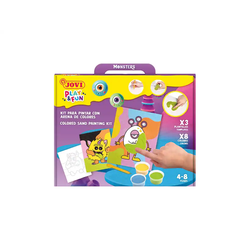 Juego jovi play&fun pinta con arena de colores monstruos divertidos