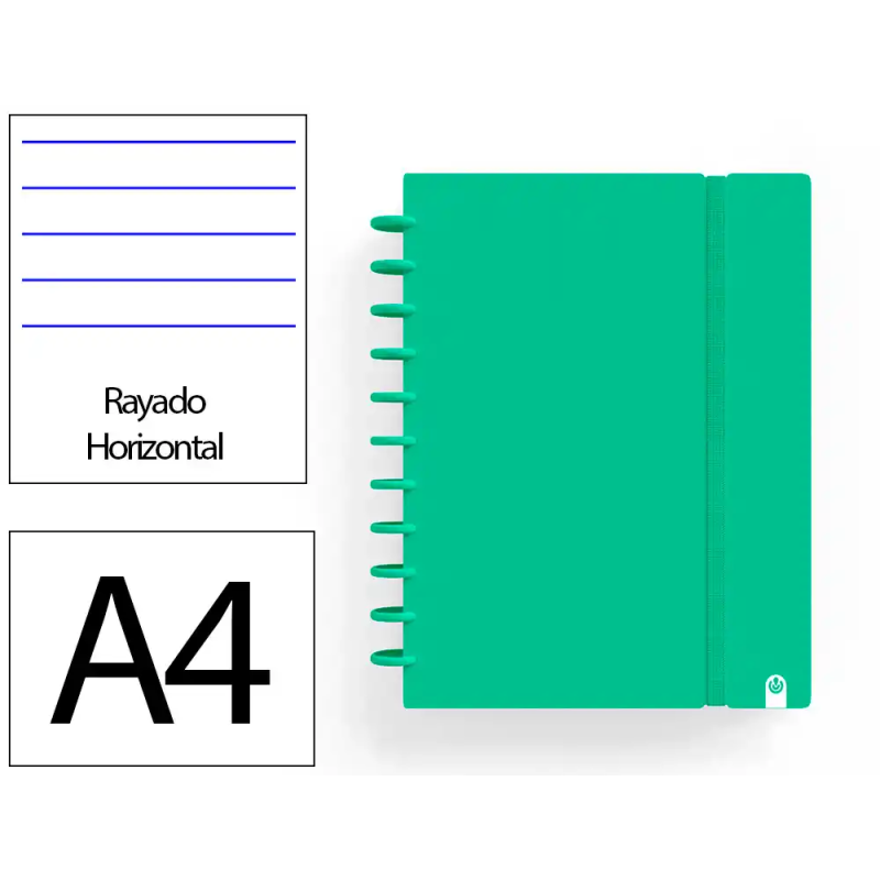 Cuaderno ingeniox foam a4 80h rayado horizontal verde