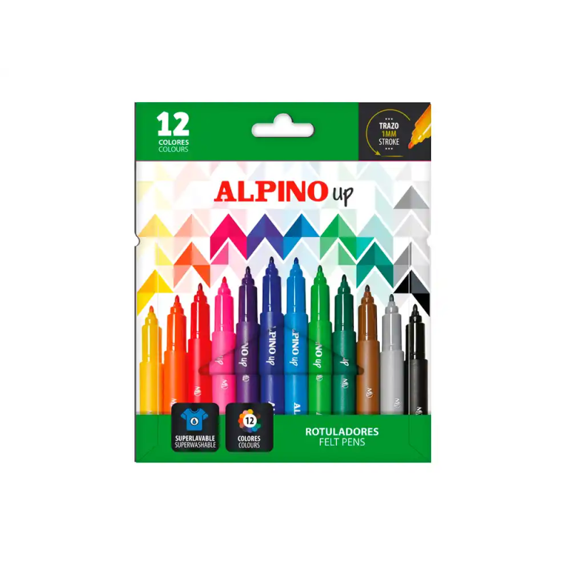 Rotulador alpino up punta 1 mm caja de 12 unidades colores surtidos