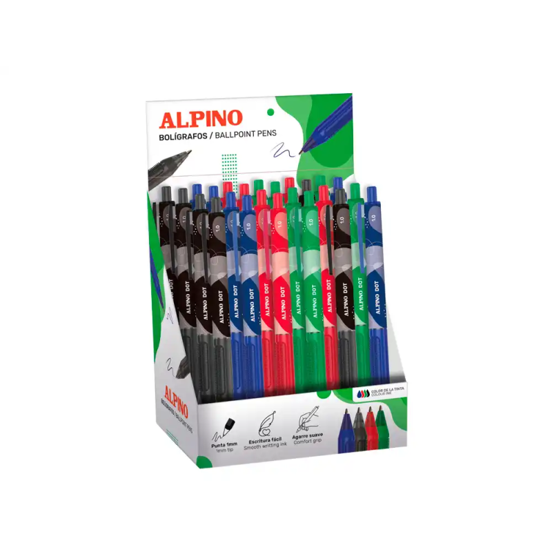 Boligrafo alpino dot tinta aceite expositor de 24 unidades colores surtidos