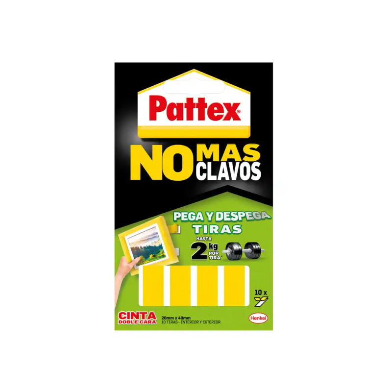 Cinta doble cara pattex pega y despega no mas clavo blister de 10 unidades